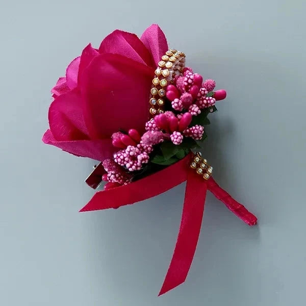Meldel Wedding Corsages and Boutonnieres Artificial Roses Silk Groom Boutonniere Flower Groomsman Buttonhole Mariage Accessories Good Vibrations