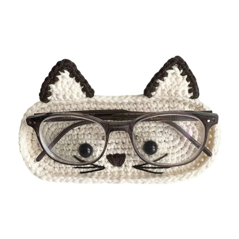 Handmade Crochet Cute Animal Theme Glasses Holder Eyeglass Protective Storage Tray for Home Desk Eyewear Organizers Gift Good Vibrations