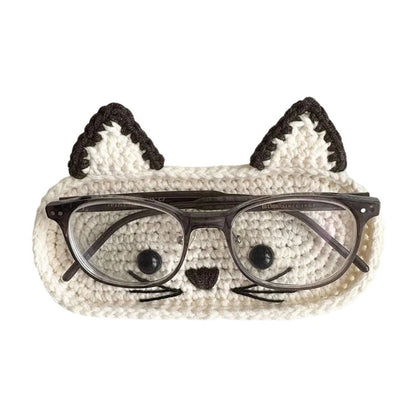 Handmade Crochet Cute Animal Theme Glasses Holder Eyeglass Protective Storage Tray for Home Desk Eyewear Organizers Gift Good Vibrations