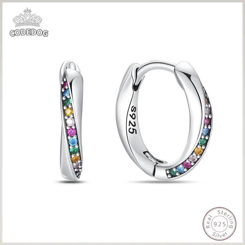 Hot 925 Sterling Silver Earrings Charm Simple Shiny Zircon Wedding Women Jewelry Gift Good Vibrations