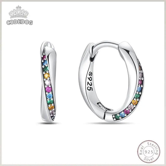 Hot 925 Sterling Silver Earrings Charm Simple Shiny Zircon Wedding Women Jewelry Gift Good Vibrations