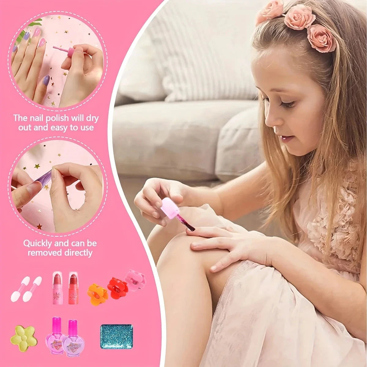 Princess Make Up Bag Play House Toy Girls, Eye Shadow Makeup Cosmetics Box, Birthday Christmas Gift for Kids Party Cosplay Good Vibrations