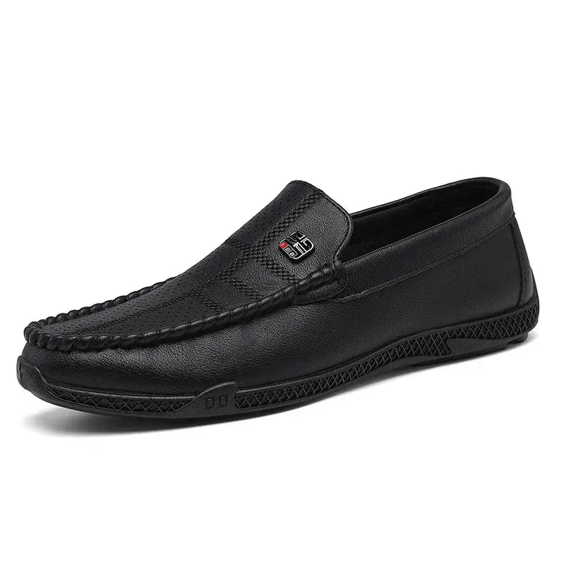 Fashion Leather Men Casual Shoes Slip on Italian Formal Loafers Luxury Brand Comfortable Men Soft Male Driving Shoes Moccasins Good Vibrations