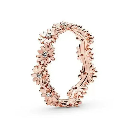 Fashion Jewelry 925 Sterling Silver Classic Rose Gold Series Ring Shining Crown Charm Ring Women's Birthday Exquisite Gift Good Vibrations