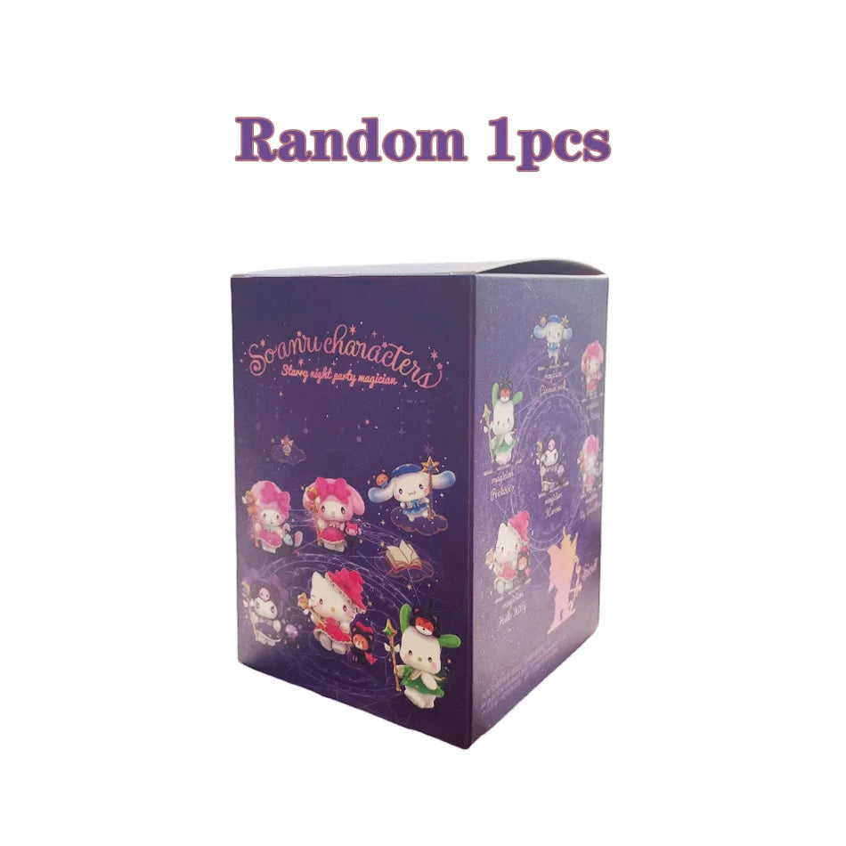 New Sanrio Character Starry Night Party Magician Series Blind Box Toys Hello kitty Melody Kuromi Action Figure Collectible Model Good Vibrations