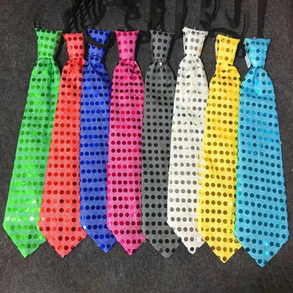 LED Luminous Tie Dot Print Button Battery Powered Necktie Men Women Sequins Glowing Tie Parties Nightclubs Accessories 발광 넥타이 Good Vibrations