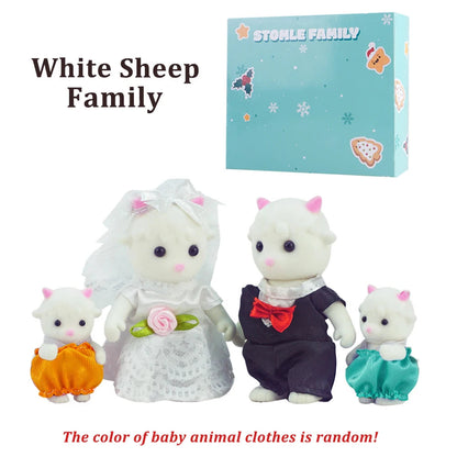 Box Packing Forest Family Reindeer Bunny Panda Animal Simulation Dollhouse Playset Play House Toy Accessories Xmas Gift for kids Good Vibrations