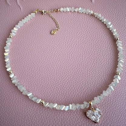 Big CCB Ball Beaded Chain With Heart Beads Pendant Necklace for Women Trendy Ladies Beades Collar on Neck Accessories Gift Good Vibrations