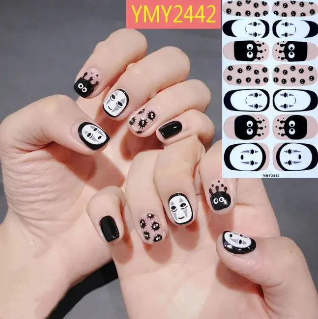 Halloween Nail Stickers Full Cover Adhesive  Nail Polish Wraps Blood Pumpkin Ghost Nail Decals DIY Festival Nail Patch Decors Good Vibrations