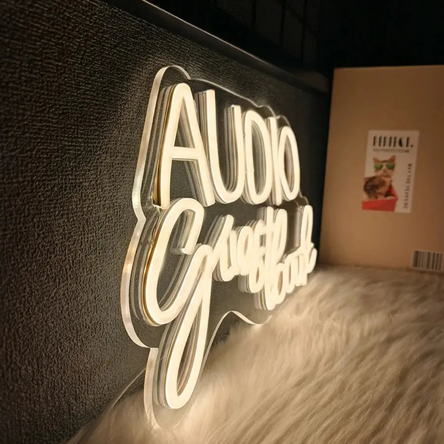 Audio Guestbook Neon Sign, Wedding Message Led Neon Wall Decor, Bedroom, Bar Party, Wedding Scene Luminous Sign Wall Lamp. Good Vibrations