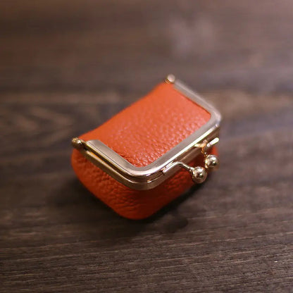 Litchi Grain Mini Bag, 2 Sizes Available, Retro Metal Kiss Lock, Portable Jewelry Pouch for Rings, Earrings & Necklaces Coin Pur Good Vibrations