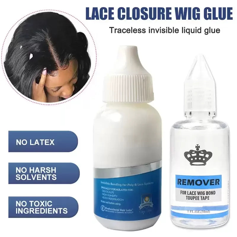 Wig Adhesive Waterproof Lace Glue Invisible Hair Bonding Glue For Toupee Frontal Closure Hair Replacement Adhesive Ghost+Remover Good Vibrations