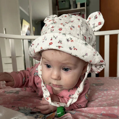 Hot Sell Soft Cotton Baby Bucket Hat Cute Ear Baby Girl Boys Hat Summer Autumn Kids Sun Panama Hat Outdoor Caps For 3-12 Months Good Vibrations