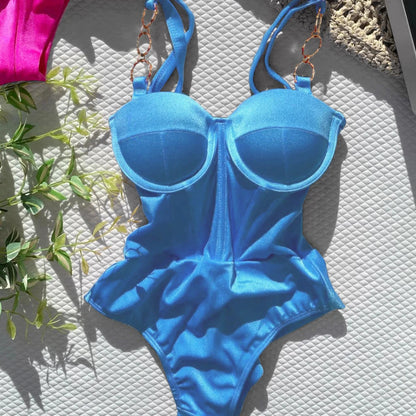 Sexy Push Up One Piece Swimsuit Women Swimwear Underwire Monokini Bathing Suits Swim Suit Wear Summer Beachwear Good Vibrations
