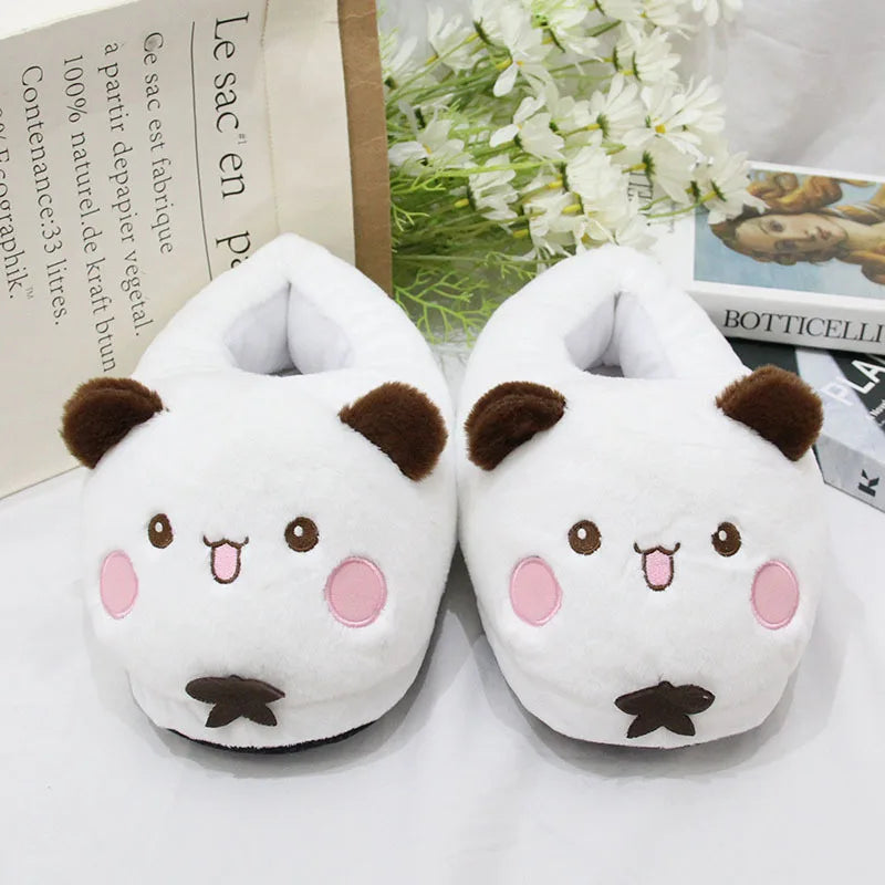 2025 New Panda Bubu And Yier Slippers Cartoon Panda Indoor Couple'S Warm Cotton Slippers Autumn And Winter Gift Birthday Gift Good Vibrations