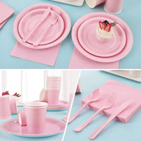 Light Pink Party Supplies Disposable Dinnerware Set Include Plates and Cups Napkins Tablecloth for Birthday Party Decorations Good Vibrations