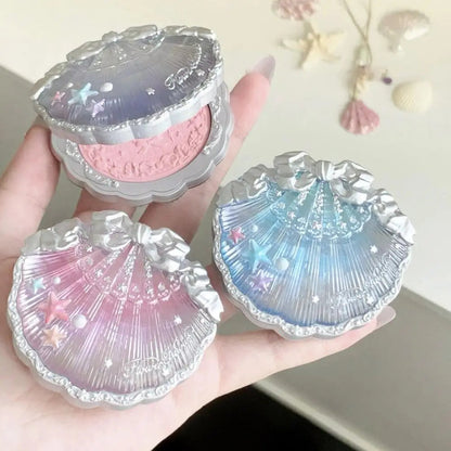 Flower Knows Pearl Shell Shape Velvet Embossed Blush Matte Finish Buildable Blendable Powder Blush For Cheeks For All Skin Tones Good Vibrations