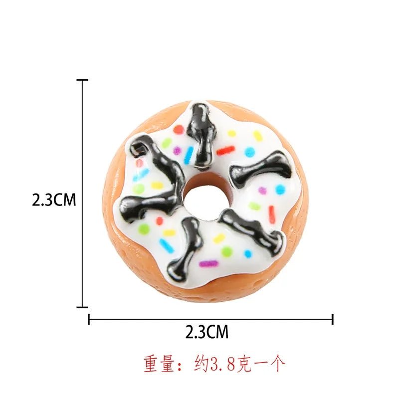 8pcs Kawaii New Cute Mini Donut Flat Back Resin Cabochons Scrapbooking DIY Jewelry Craft Decoration Embellishments Accessories Good Vibrations