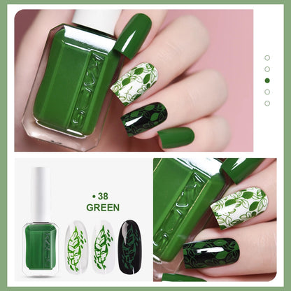 KADS 24 Colors Stamping Nail Polish Black White Gold Silver Nail Art Printing Varnish for Stamp Plate Nail Polish Lacquers Good Vibrations