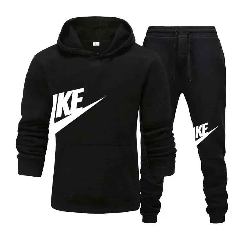 A new autumn and winter men's casual sportswear set of 2-piece hooded sweatshirt and long pants for outdoor fashionable jogging Good Vibrations