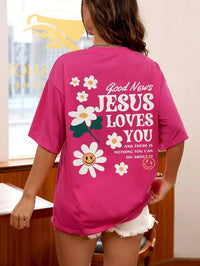 Good News Jesus Loves You Print Women T-Shirt Summer O-Neck T Shirts Basic All-Match Short Sleeve Breathable Comfortable Tops Good Vibrations