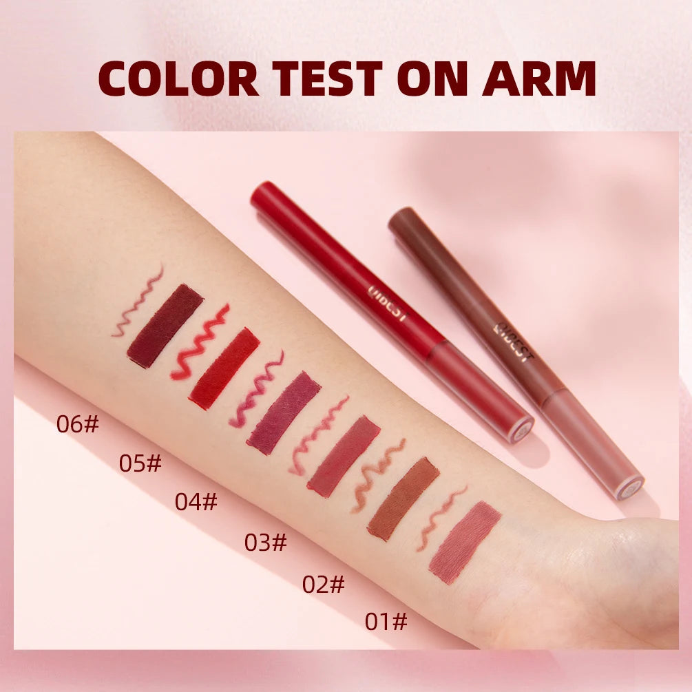 2 In 1 Double-end Lipgloss Lipliner Moisturizing Lipgloss Waterproof Long Lasting Matte Lip Liner Pen Makeup Lipliner 6 Colors Good Vibrations