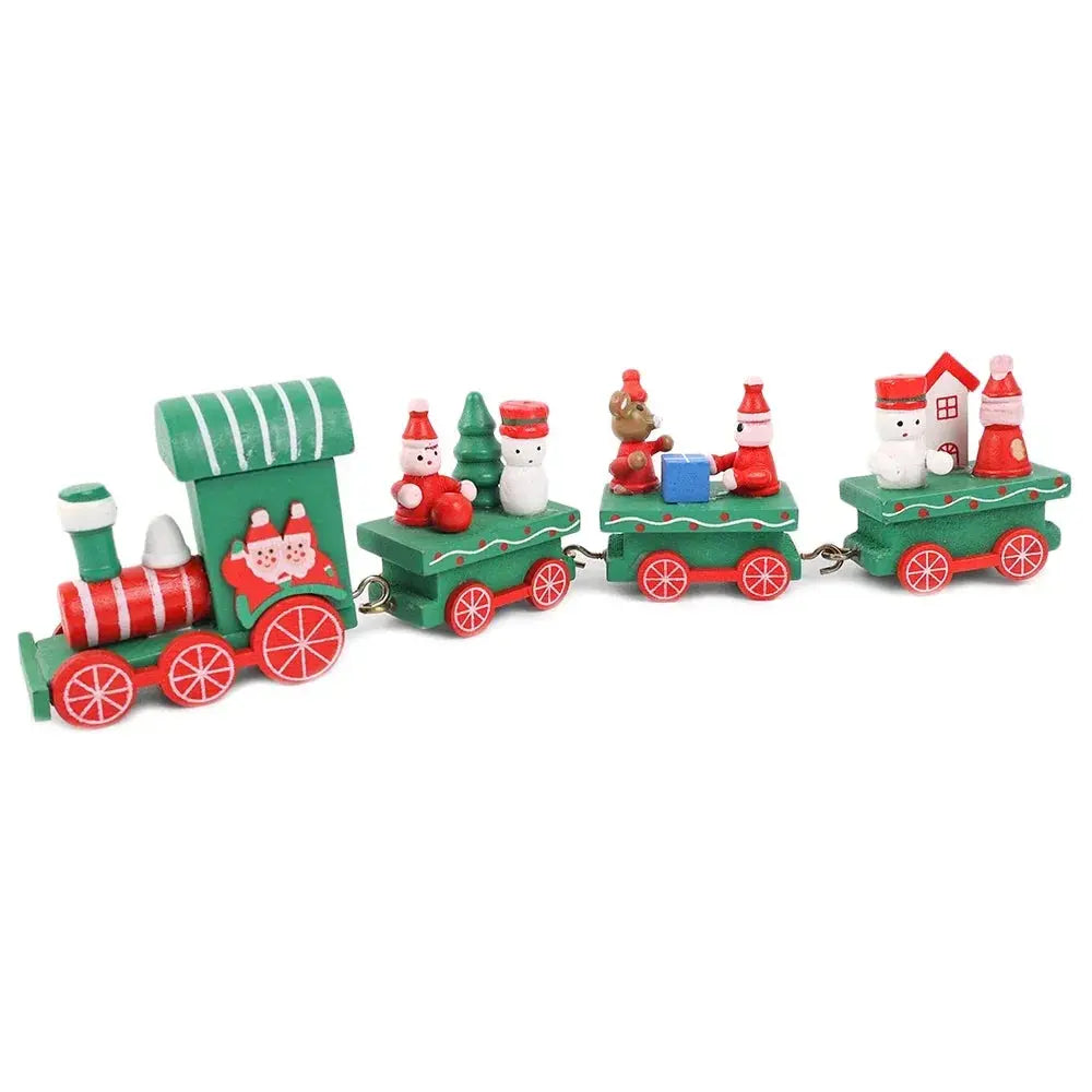 Christmas Train Painted Wooden Plastic  Mini Christmas Tree Train Christmas Decorations Festival Party Xmas Table Top Ornament Good Vibrations