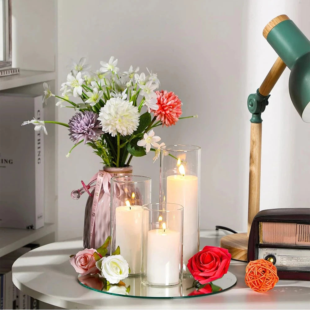 Glass Cylinder Vases Clear Cylinder Candle Holders for Slim Pillar Candles Wedding Centerpieces Wedding Candle Holders Good Vibrations
