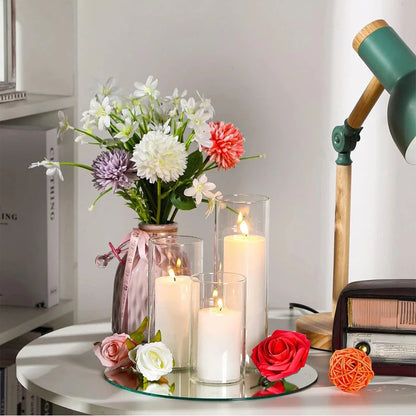 Glass Cylinder Vases Clear Cylinder Candle Holders for Slim Pillar Candles Wedding Centerpieces Wedding Candle Holders Good Vibrations