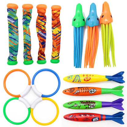 Swimming Diving Toys Children's Fish Dolphin Buoy Pool Treasure Hunt Diving Water Diamond Kids Water Game Toys Set Reusable Gift Good Vibrations