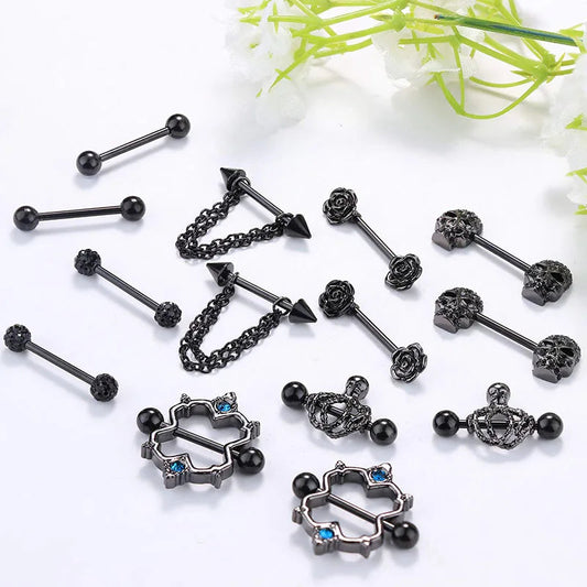 Punk rock sexy black rose nipple ring, body puncture nipple jewelry, women's sexy accessory gift Good Vibrations