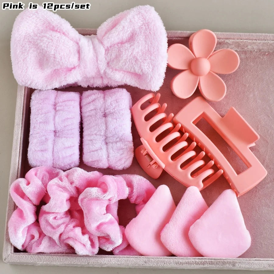 12PCS/SET Ladies Multi-Color Autumn and Winter Plush Hair Accessories Set Daily SPA Makeup Face Ultra-Practical Toiletry Set Lad Good Vibrations