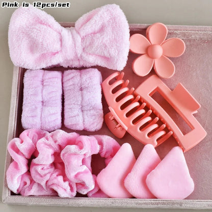 12PCS/SET Ladies Multi-Color Autumn and Winter Plush Hair Accessories Set Daily SPA Makeup Face Ultra-Practical Toiletry Set Lad Good Vibrations