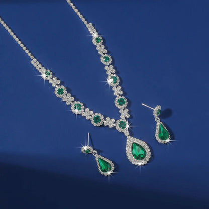 2pcs/set Jewelry Sets Women Elegant Waterdrop Rhinestone Pendant Necklace stud Earrings Wedding Dress Bridal Jewelry Set Good Vibrations