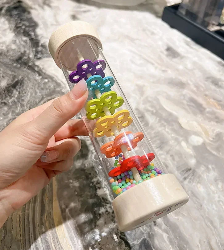 Baby Wooden Rain Sound Pipe Simulation Rain Sound Wooden Toy Gift Hourglass Fun Music Shaker Early Education Enlightenment Toy Good Vibrations