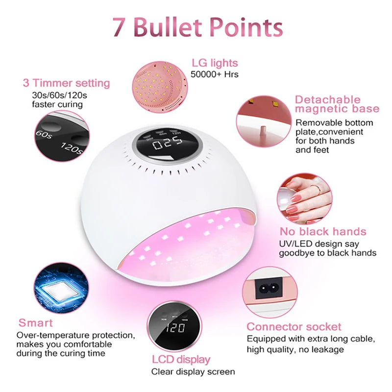 Red Light Nail Lamp Quick Drying Gel Polish With 30/60/120s Timer Auto Sensor Nail Art Machine For Salon Good Vibrations