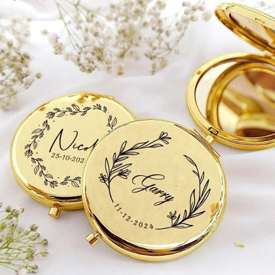 1PCS Free Personalized Custom Mirror Bridesmaid Mini Pocket Makeup Mirrors Dual Sides Cosmetic Bridesmaid Proposal Birth Gift