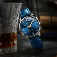Fashion Male Clock Mens Casual Wristwatch Elegant Blue Quartz Leather Strap Watches Clock Gift Masculino Relogio Reloj Hombre Good Vibrations