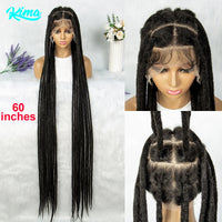 KIMA 60 inches Full Lace Braided Wigs Synthetic Lace Wigs Braided Wigs Crochet Wigs Faus Locs Braided Wigs for Black Women Good Vibrations