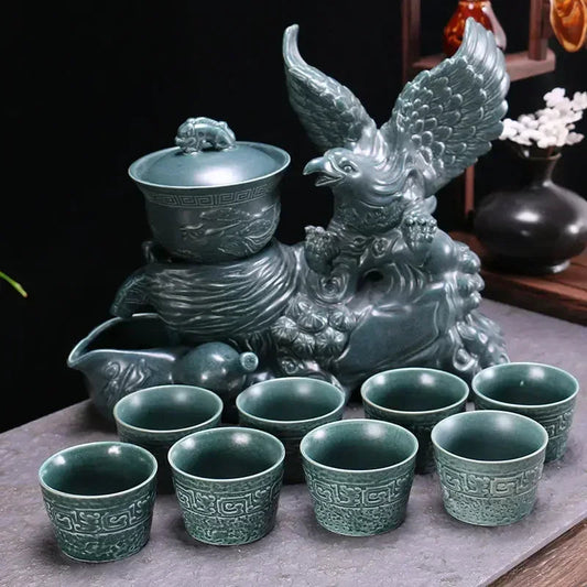 Automatic Chinese Kung Tea Fu Set, Bone Teapot China and Tea Set, Cup Travel Teapot, Holiday Gifts, High-end Good Vibrations