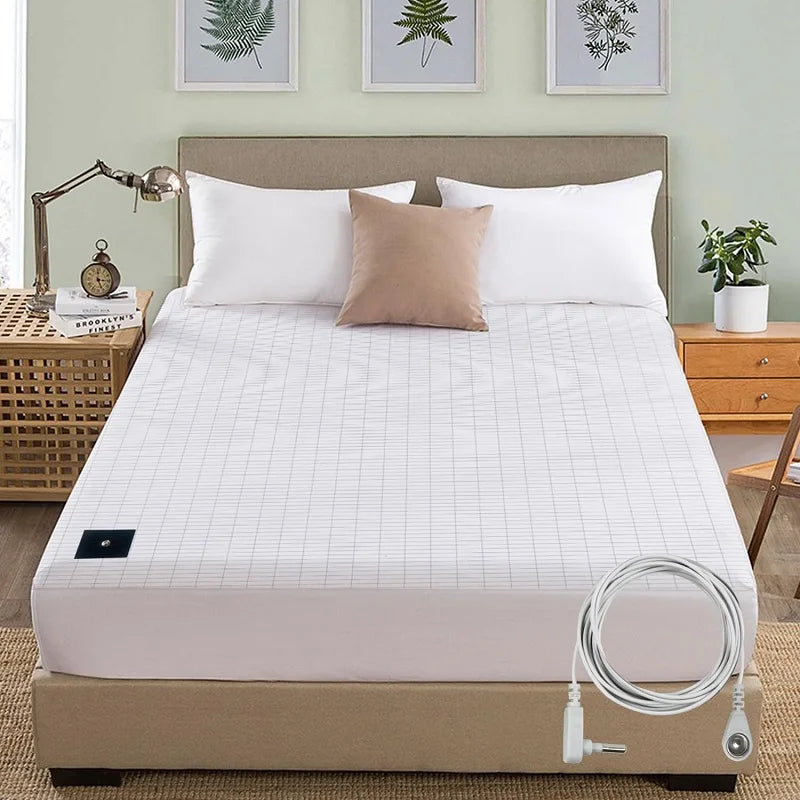 MAXSHARER Earthing 160*200*30cm fitted sheet Organic cotton with Conductive silver fiber Grounding bed sheet for Nature Wellness Good Vibrations