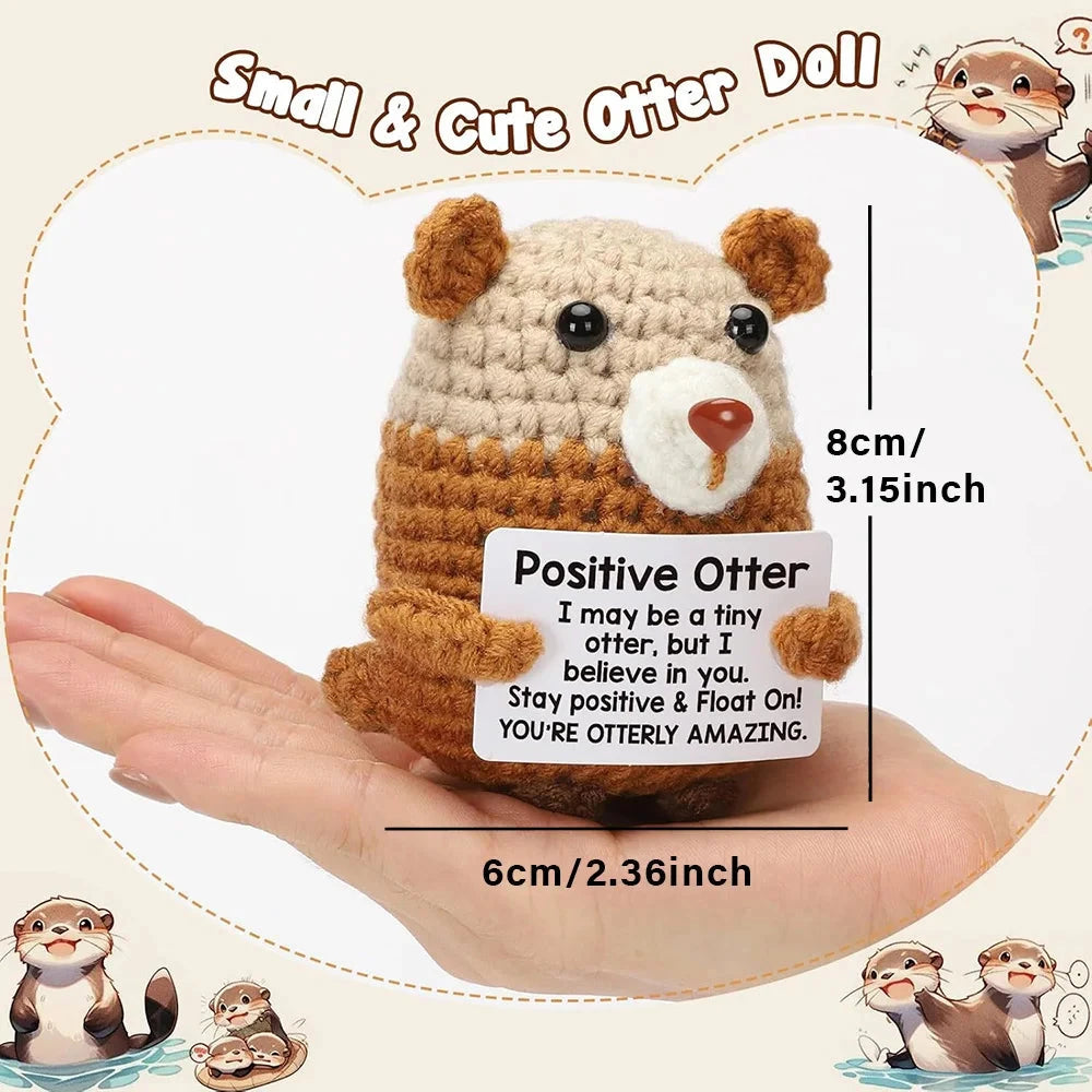 Positive Energy Pocket Hug Crochet Doll, Mini Handmade Knitted Plush Potato Turtle Vegetable Duck Funny Support Gift with Card Good Vibrations