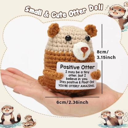 Positive Energy Pocket Hug Crochet Doll, Mini Handmade Knitted Plush Potato Turtle Vegetable Duck Funny Support Gift with Card Good Vibrations