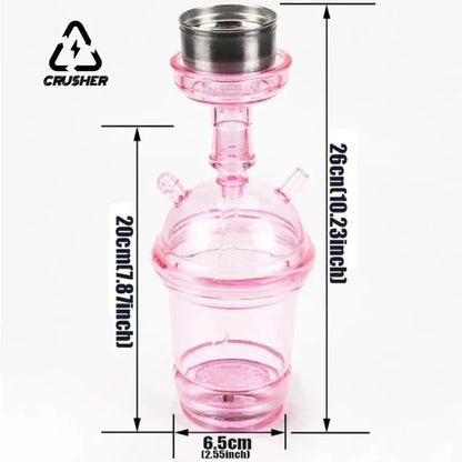 CRUSHER Cute Car acrylic hookah cup with LED light and pink design.