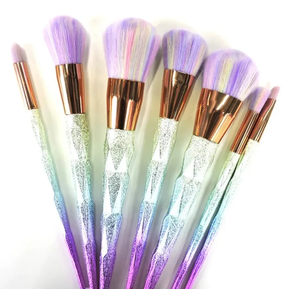 7/10pcs Make Up Brushes Set Loose Powder Foundation Eye Shadow Cosmetic Brushes Frosted Diamond-shaped Unicorn Soft Makeup Tools Good Vibrations