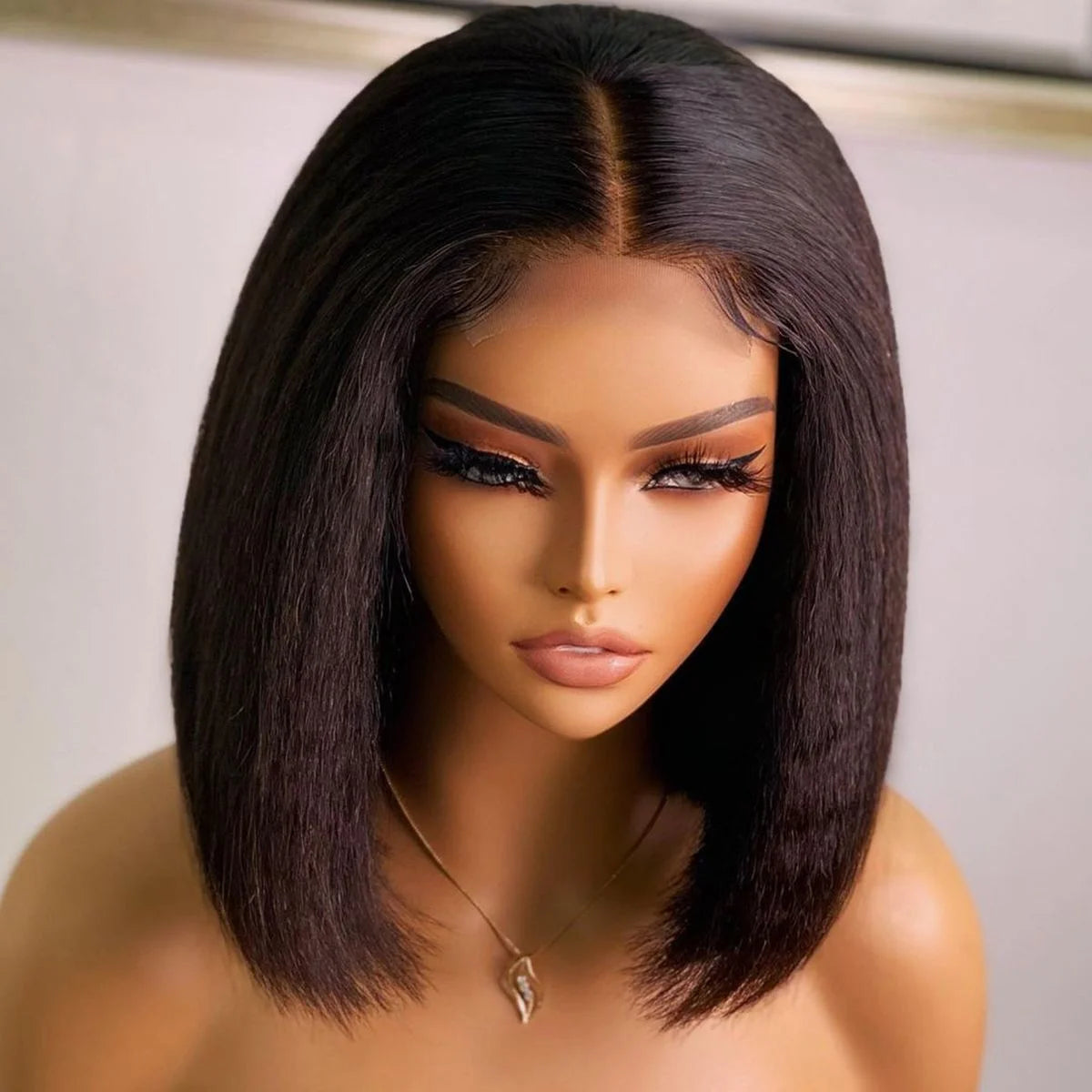 Wear And Go Glueless Wigs Yaki Straight Bob Wigs 13x4 Lace Front Wigs Human Hair Kinky Straight Lace Frontal Wigs Tissage Humain Good Vibrations