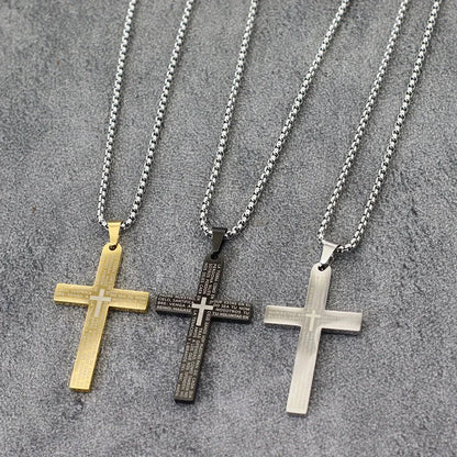 Classic Stainless Steel Cross Necklace For Men 24 Inches Long Pendant Collar Hiphop Rock Outdoor Cool Riding Neck Accessories Good Vibrations