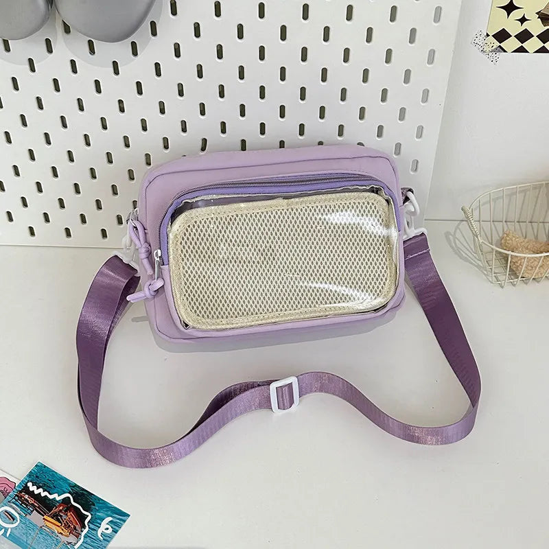 New Y2K Mini Anime Ita Bag Portable Outdoor Small Crossbody Bag Cute Girl Transparent Shoulder Bag Otaku DIY Comic Display Purse Good Vibrations