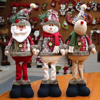 Christmas Santa Snowman-Reindeer Christmas Decoration 2024 Leg Table Mantel Decoration Plush Dolls Christmas Gifts for Kids Baby Good Vibrations