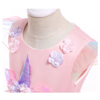Kids Unicorn Dress for Girls Party Dresses Flower Appliques Ball Gown Little Girl Princess Costumes Summer Children Clothing Good Vibrations